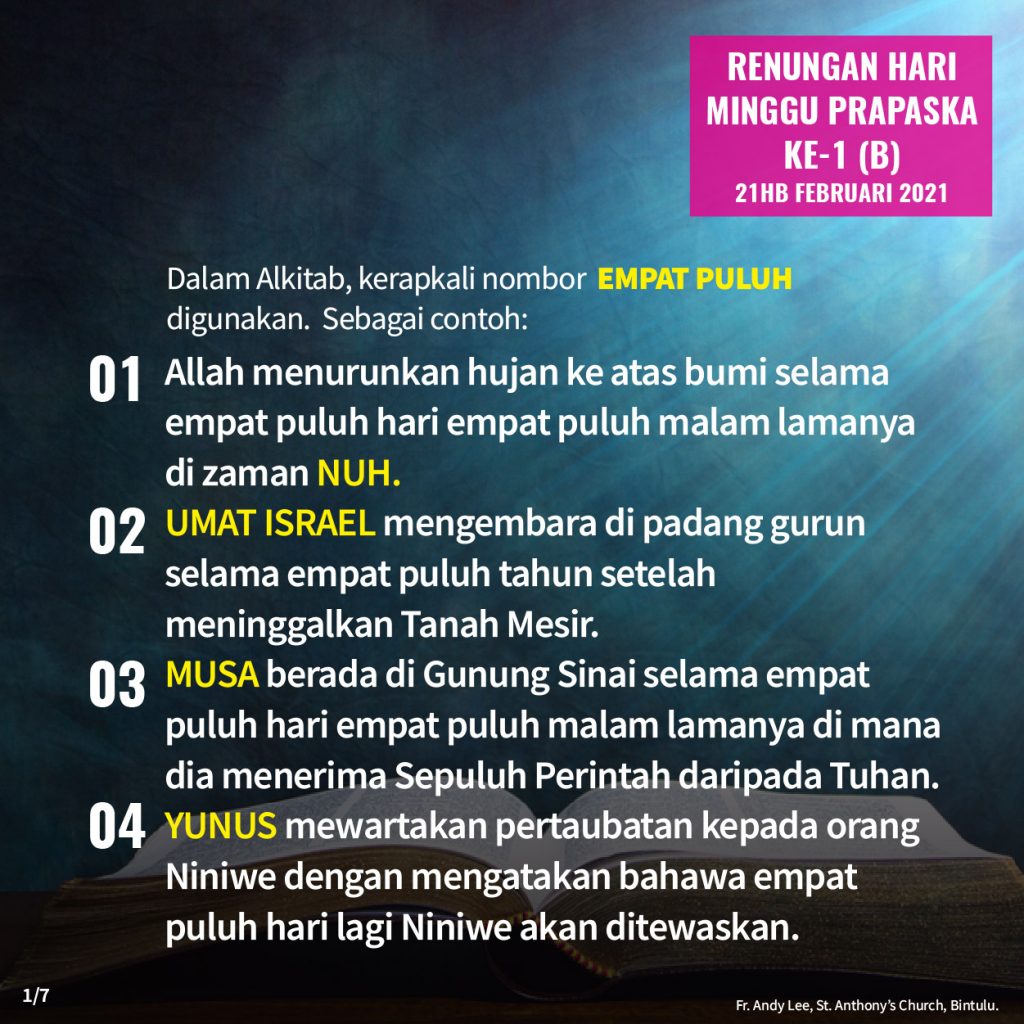 Renungan Hari Minggu PRAPASKA KE-1 (21hb FEBRUARI 2021) - Parish of St Anthony, Bintulu